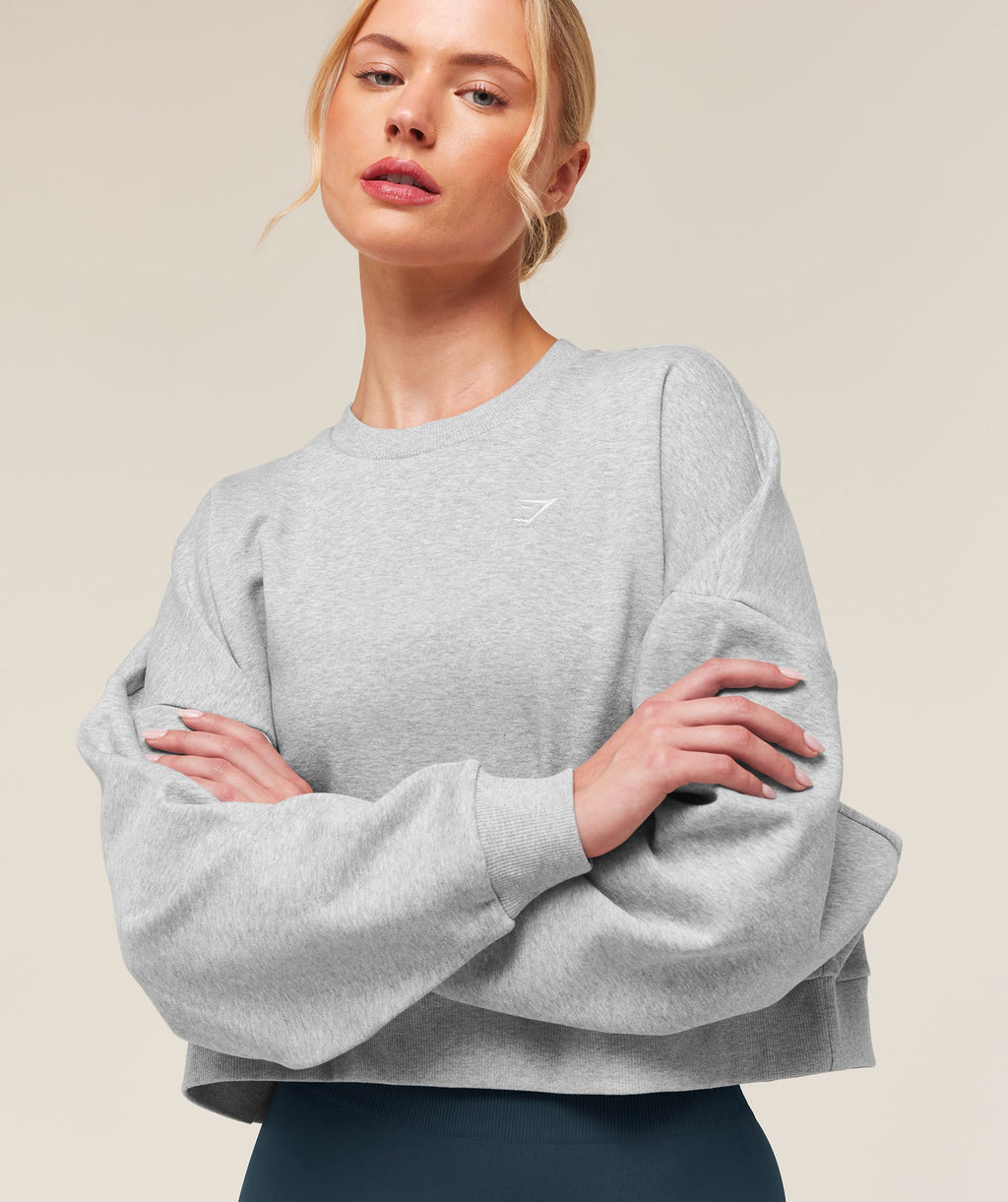 Training Oversized Boxy Sweatshirt - Light Grey Core Marl