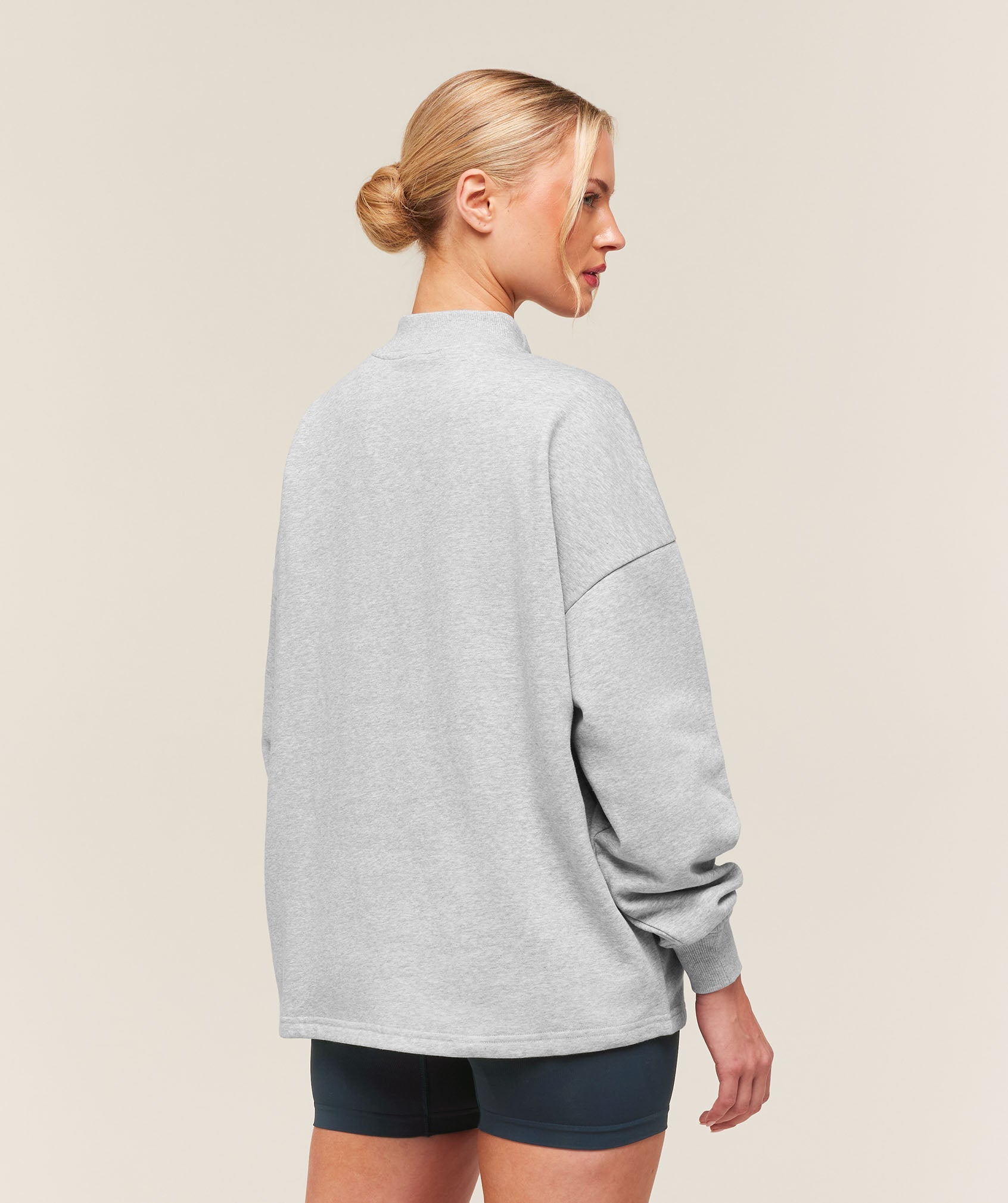 Training Oversized 1/4 Zip - Light Grey Core Marl