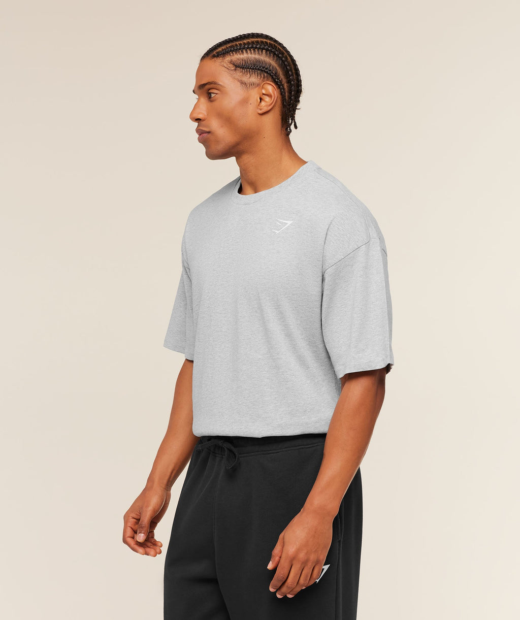 Crest Oversized T-Shirt - Light Grey Core Marl