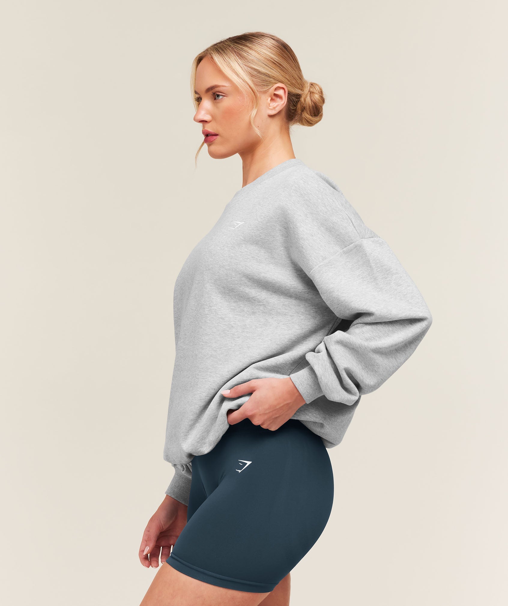 Training Oversized Fleece Sweatshirt - Light Grey Core Marl